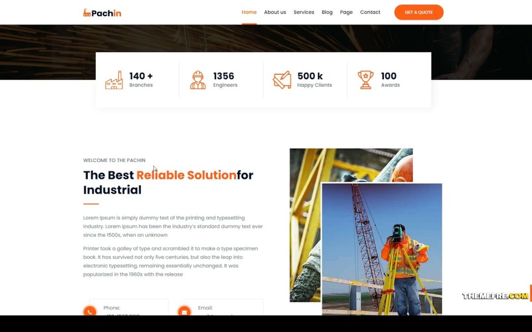 Pachin – Industry and Factory WordPress Theme hardware machinery Build Website