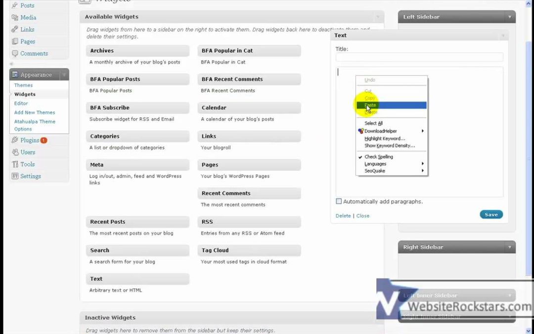 WordPress Tutorial – How to Add a Banner Ad to Your Widget Sidebar in WordPress